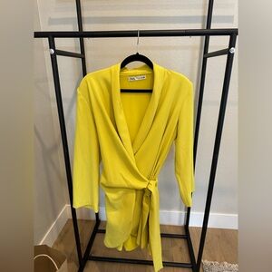 Zara Vibrant Yellow Blazer Dress